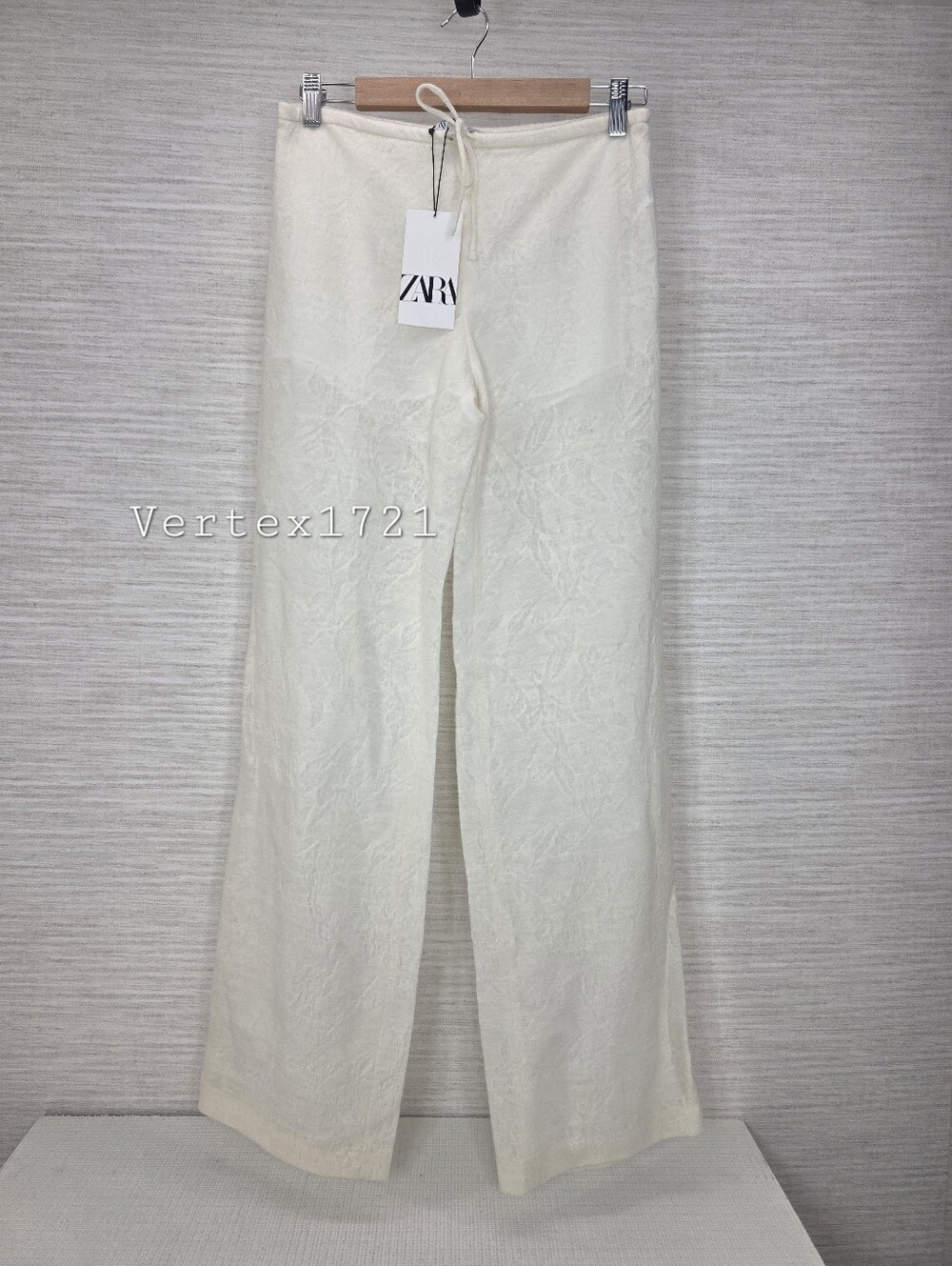 Sz S $90 NWT ZARA JACQUARD WOOL PANTS ZW COLLECTION ECRU